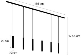Sistem de iluminat modern pe șină cu 6 lămpi suspendate negre monofazat - Slimline Keno