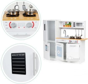 Bucătărie pentru copii din lemn cu lumină led + accesorii