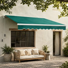 Copertina Soare Retractabila cu Manivela, Outsunny, Metal si Aluminiu, Verde, 400x250cm | Aosom Romania