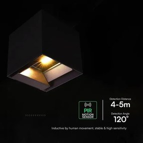 Lampă solară de perete cu senzor LED/9W/3,7V 3000/4000/5000K IP65 2600mAh neagră