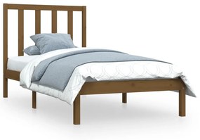 3105123 vidaXL Cadru de pat mic single, maro miere, 75x190 cm, lemn masiv