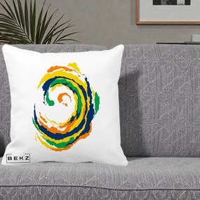 Perna Decorativa Vortex Abstract Colorat, 40x40 cm, Alba Mata, Husa Detasabila, Perna Inclusa, BEKZ®