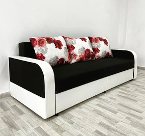 Canapea Andreea 1, culoare negru / alb, 220 x 90 cm