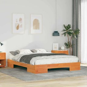 vidaXL Cadru de pat de podea Maro 150 x 200 cm Lemn masiv de pin