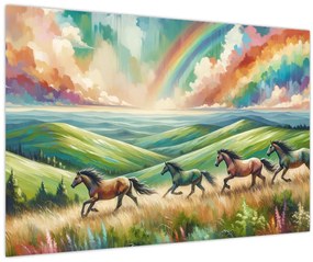 Tablou – Cai galopând prin peisaj (90x60 cm)