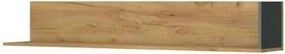 Polita SANTES, stejar auriu/gri antracit, PAL, 155x27x25 cm