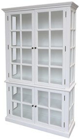 Vitrina alba, din lemn masiv, cu 4 usi, aspect rustic, Marseille