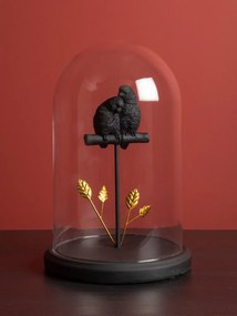 Dom de sticlă cu păsări negre