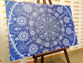 Tablou Mandala ornamentală cu dantelă în culoarea albastră