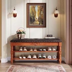 BAM17 - Bancuta hol, 100 cm, banca dormitor, bancheta lemn vopsit cu spatiu depozitare - Maro