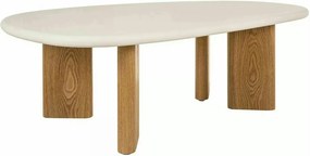 Măsuță cafea ALPEN, ecru/stejar, MDF/microciment/furnir, 130x80x42 cm