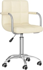 vidaXL Scaun de birou pivotant, crem, material textil