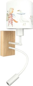 Brilagi - Lampă LED Flex. BOBO WOOD 1xE27/25W/230V + LED/3W stejar/alb/cu motive animale