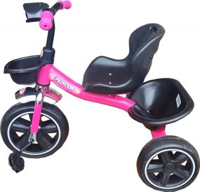 Tricicleta cu pedale NOVOKIDS™ Falcon Trike, Cu melodii si lumini, Max 30 kg, Roti din spuma cauciucata EVA, Cadru metalic, Model motocicleta, Roz