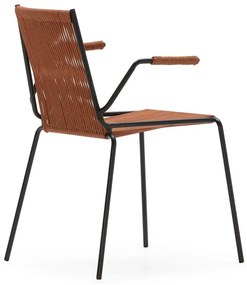 Scaune de dining teracotă cu cotiere/stivuibile 2 buc. din metal Emily – Marckeric