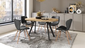 Mazzoni ALDO Stejar Artisan/picioare negre - MASĂ ROTUNDĂ STIL LOFT PENTRU SALON/SUFRAGERIE EXTENSIBILĂ CU PICIOARE ÎN FORMĂ DE "Y"
