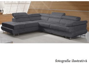 Set canapea cu spatiu de depozitare, gri, material textil, stanga, BUTON R