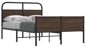 vidaXL Cadru pat fără saltea stejar maro, 135x190 cm, lemn prelucrat