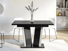 Masă sufragerie extensibilă Ledysa II (lucios Negru + beton) (pentru 2-6 persoane). Promo -17%. 1105391