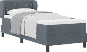vidaXL Pat cu arcuri cu saltea Gri închis 80 x 200 cm Catifea