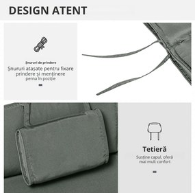 Outsunny Saltea pentru Șezlong, Design Modern, Confortabilă și Ușor de Întreținut, 198x53x5cm, Gri | Aosom Romania