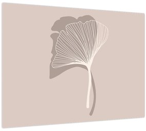 Tablou pe sticlă - Frunze bej N⁰4 (70x50 cm)