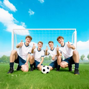HOMCOM Poartă de Fotbal pentru Adulți și Copii de Grădină cu Țintă Centrală și Stâlpi, 186x62x123 cm, Alb | Aosom Romania