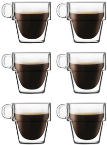 Set 6 cani cafea Altmore, sticla borosilicat, pereti dubli, 250 ml