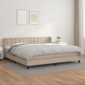 3127336 vidaXL Pat continental cu saltea, cappuccino, 200x200 cm, piele eco