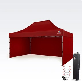 Cort promoțional profesional tip foarfecă 3x4,5m | Profil ALU masiv 1,8mm - cu 3 pereți - Roșu