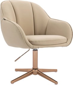 HR2055CROSS Scaun Crem din Piele Ecologica cu Bază Aurie