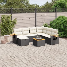 3265550 vidaXL Set mobilier de grădină cu perne, 8 piese, negru, poliratan