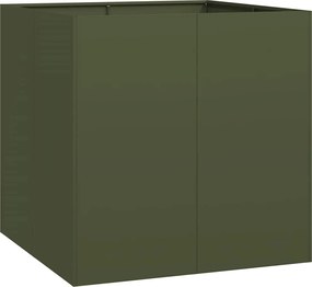 vidaXL Jardinieră verde măsline 80x80x80 cm oțel