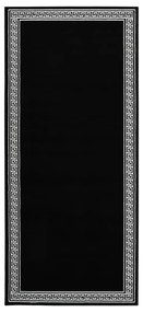 Covor traversa, negru cu motiv, 100x150 cm, BCF Negru, 100 x 150 cm
