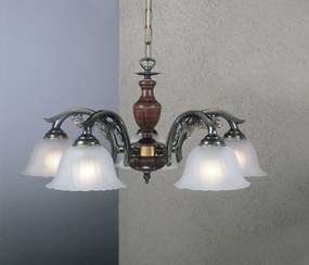 Candelabru 5 brate design italian din alama cu lemn 2700