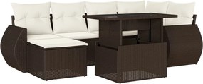 vidaXL Set canapele de grădină cu perne, 7 piese, maro, poliratan