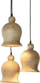 Set 3 lustre suspendate din lemn de mango, negru și natur, 110 x 38 cm, „Creil”