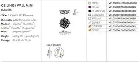 Aplica perete sau tavan design unicat realizata manual Veli Mini Gold, 32cm