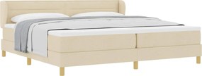vidaXL Pat cu arcuri cu saltea cu headboard Crem 200 x 200 cm țesătură