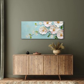 Tablou - Flori pe fundal albastru (120x50 cm)