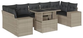 3269042 vidaXL Set mobilier de grădină cu perne, 8 piese gri deschis poliratan