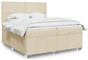 vidaXL Pat box spring cu saltea, crem, 200x200 cm, textil