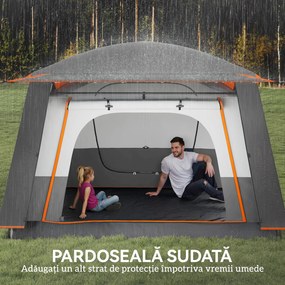 Outsunny Cort de Camping pentru 4-6 Persoane cu 2 Camere, Verandă și Geantă de Transport, 430x305x195 cm, Gri | Aosom Romania