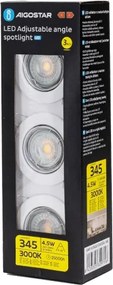 Aigostar - Set 3x spot LED încastrat, 1x GU10/4,5W/230V/3000K, alb