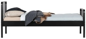 Pat negru din metal cu somieră 90x200 cm Mees – WOOOD