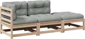 vidaXL Set canapele de grădină cu perne, 3 piese, lemn masiv de pin