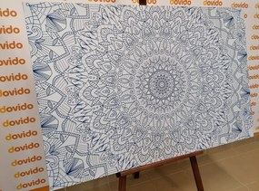 Tablou Mandala decorativă detaliată în culoarea albastră