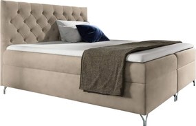 Pat cu boxspring, 180x200, ţesătură bej Velvet, GULIETTE + cadou