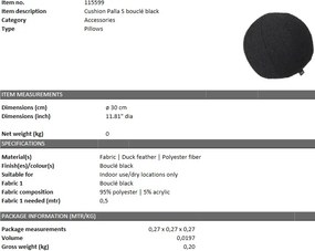 Perna decorativa LUX Palla S, boucle negru 115599 HZ