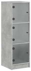 836388 vidaXL Dulap cu uși din sticlă, gri beton, 35x37x109 cm